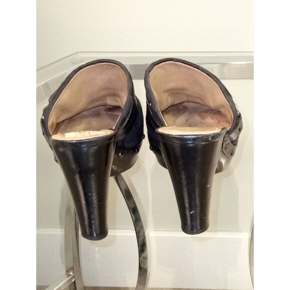 Coach Black Leather Buckle Slip On Clogs Size 5 - Picture 4 of 8